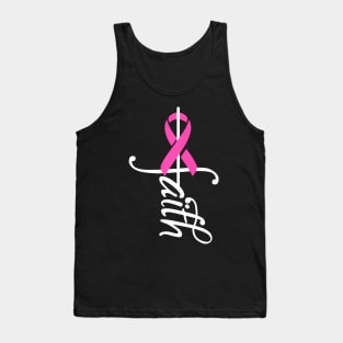 Faith Cancer Support Ribbon Breast Cancer Awareness Tank Top